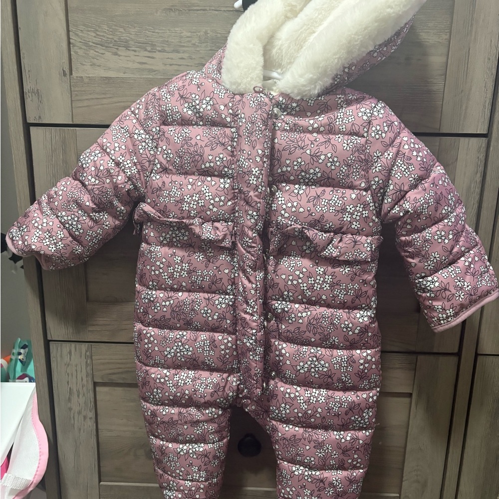 Pink Floral Baby Snowsuit